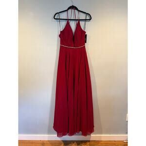 Lulus Burgundy Red Rhinestone Waist Maxi Dress – Size 4 (BNWT)